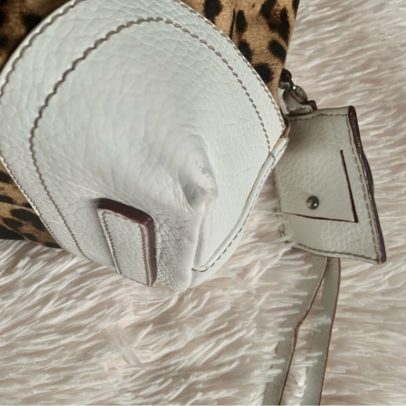 Vintage Dolce & Gabbana Leopard Print Satchel/Bag with Off White Leather Trim - Picture 9 of 15